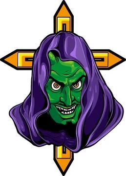 Vector illustration of hooded devil head with cross Stockillustratie