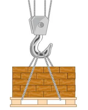 Vector illustration of the hook from tap unloading brick Stock Illustration