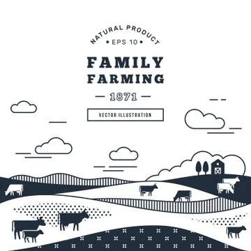 Vector illustration - horizontal seamless pattern family farm with a place for Stock Illustration