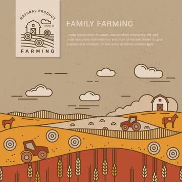 Vector illustration - horizontal seamless pattern family farm with a place for 스톡 일러스트