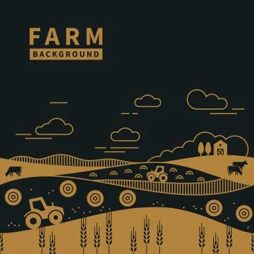 Vector illustration - horizontal seamless pattern family farm with a place for Stock Illustration