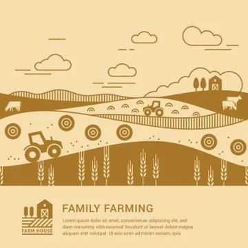 Vector illustration - horizontal seamless pattern family farm with a place for Stock Illustration