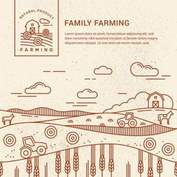 Vector illustration - horizontal seamless pattern family farm with a place for Stock Illustration