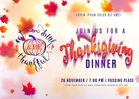 Vector illustration of horizontal thanksgiving dinner invitation background Stock Illustration
