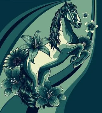 Vector Illustration of a horse on colored background Stock Illustration