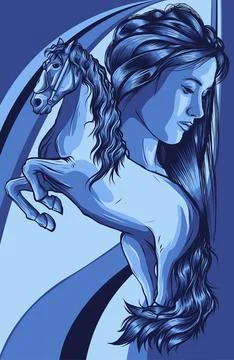 Vector Illustration of a horse on colored background Stock Illustration