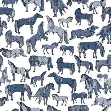 Vector Illustration with horses Illustrazione stock