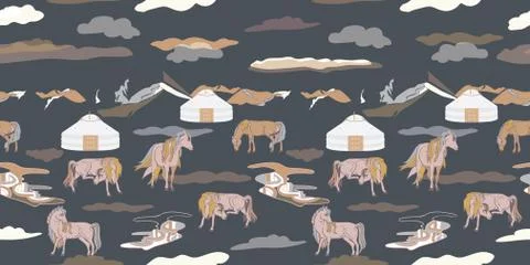Vector Illustration with horses Stock Illustration
