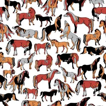 Vector Illustration with horses Stock Illustration