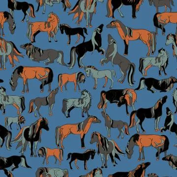 Vector Illustration with horses Stock Illustration