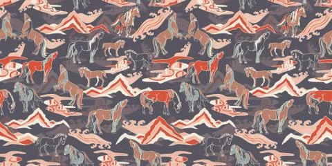 Vector Illustration with horses Stock Illustration