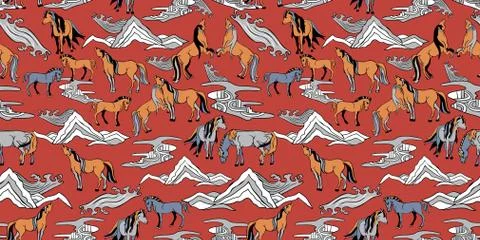 Vector Illustration with horses Stock Illustration