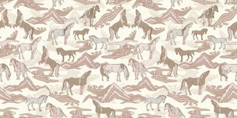 Vector Illustration with horses Stock Illustration