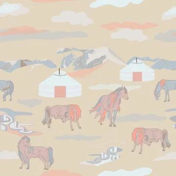 Vector Illustration with horses Stock Illustration