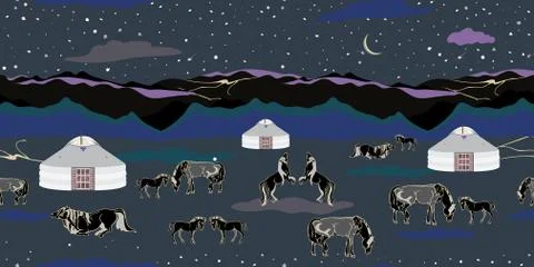 Vector Illustration with horses Stock Illustration