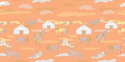 Vector Illustration with horses Illustrazione stock
