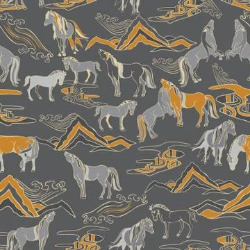 Vector Illustration with horses Stock Illustration