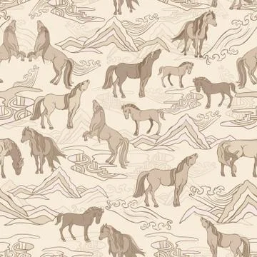 Vector Illustration with horses Stock Illustration