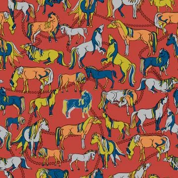 Vector Illustration with horses Illustrazione stock