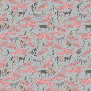 Vector Illustration with horses Stock Illustration