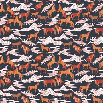 Vector Illustration with horses Stock Illustration