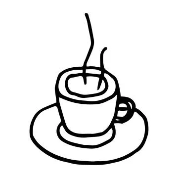 Vector illustration of hot cup with coffe in doodle style Stock Illustration