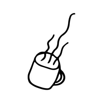 Vector illustration of hot cup with tea in doodle style Stock Illustration