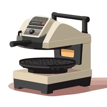 Vector illustration of a hot waffle maker on a white background. Stock Illustration