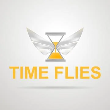 Vector illustration of hourglass with wings. Time flies. Stock Illustration