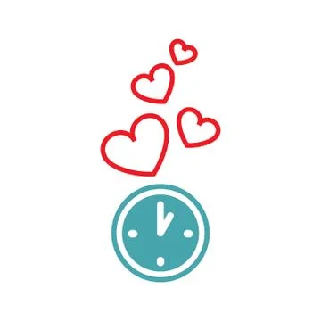 Vector illustration from hours hearts take off. Stock Illustration