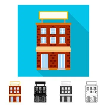 Vector illustration of house and brick sign. Collection of house and pane stock Ilustración de archivo