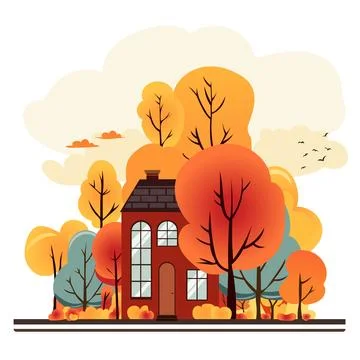 Vector illustration of house in forest Stock Illustration