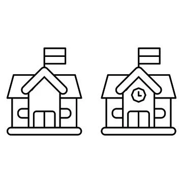Vector illustration of a house icon on white background. Line art style. Stock Illustration