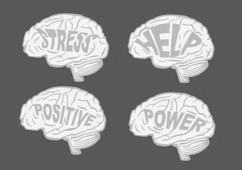 Vector illustration of human brains with messages 스톡 일러스트