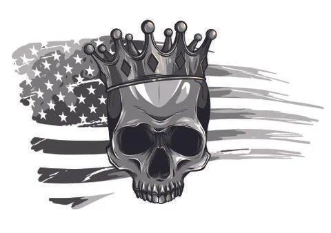 Vector illustration human death skull in crown with roses Stock Illustration