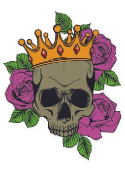 Vector illustration human death skull in crown with roses Stock Illustration