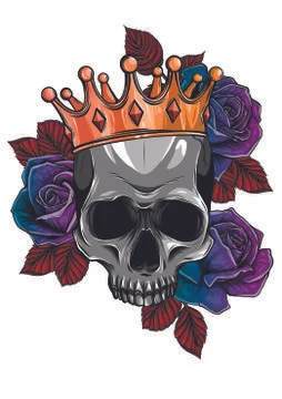 Vector illustration human death skull in crown with roses Illustrazione stock