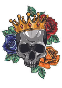Vector illustration human death skull in crown with roses Stock Illustration