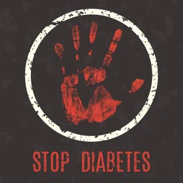 Vector illustration. Human diseases. Stop diabetes. Stock Illustration