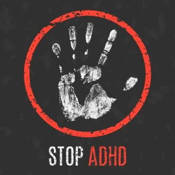 Vector illustration. Human diseases. Stop ADHD. Stockillustratie