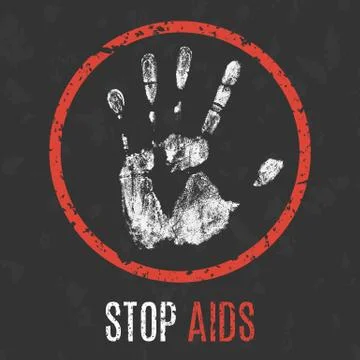 Vector illustration. Human diseases. Stop AIDS. Ilustración de archivo