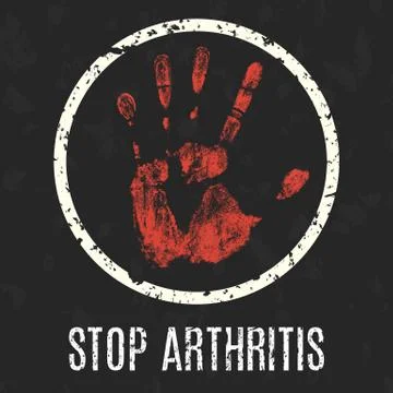 Vector illustration. Human diseases. Stop arthritis. Stockillustratie