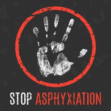Vector illustration. Human diseases. Stop asphyxiation. Stockillustratie