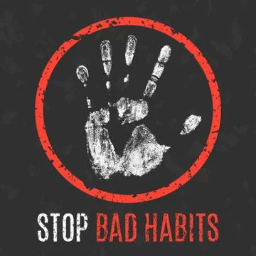 Vector illustration. Human diseases. Stop bad habits. Stock Illustration