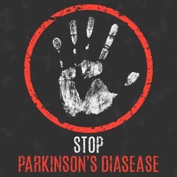 Vector illustration. Human diseases. Stop Parkinson's disease. Illustration