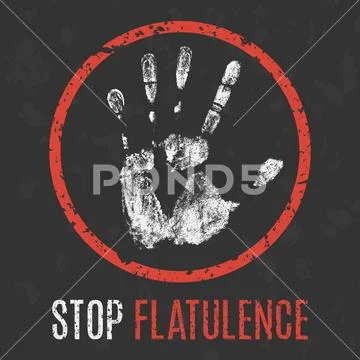 Vector illustration. Human diseases. Stop flatulence. Stock Illustration