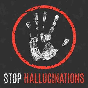 Vector illustration. Human diseases. Stop hallucinations. 스톡 일러스트