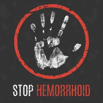 Vector illustration. Human diseases. Stop hemorrhoid. Illustration