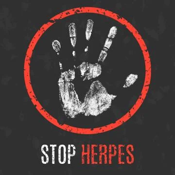 Vector illustration. Human diseases. Stop herpes. 스톡 일러스트