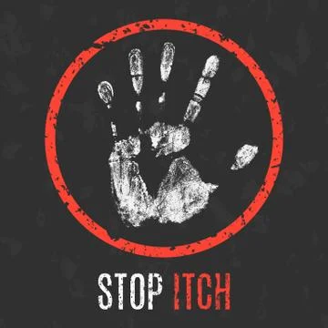 Vector illustration. Human diseases. Stop itch. Stock Illustration